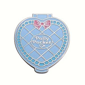 Retro Polly Pocket Light Blue Heart Compact Shaped Enamel Pin